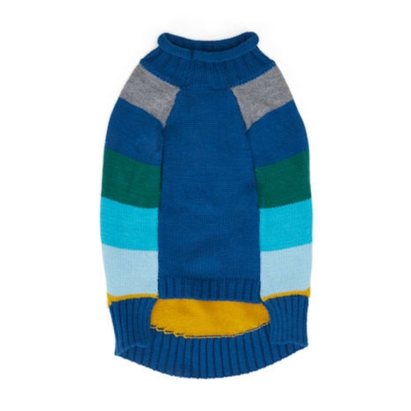 NWT YOULY The Artist Blue & Multicolor Striped Dog Sweater-XS - Picture 3 of 4